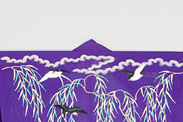 紫地絽縮緬柳に燕萩文様単衣振袖 写真