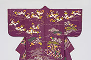 紫地絽桜花に海辺風景文様単衣 写真